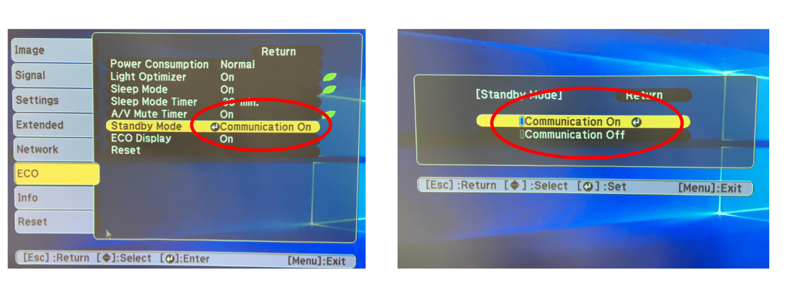 Eco Menu in Epson Projector